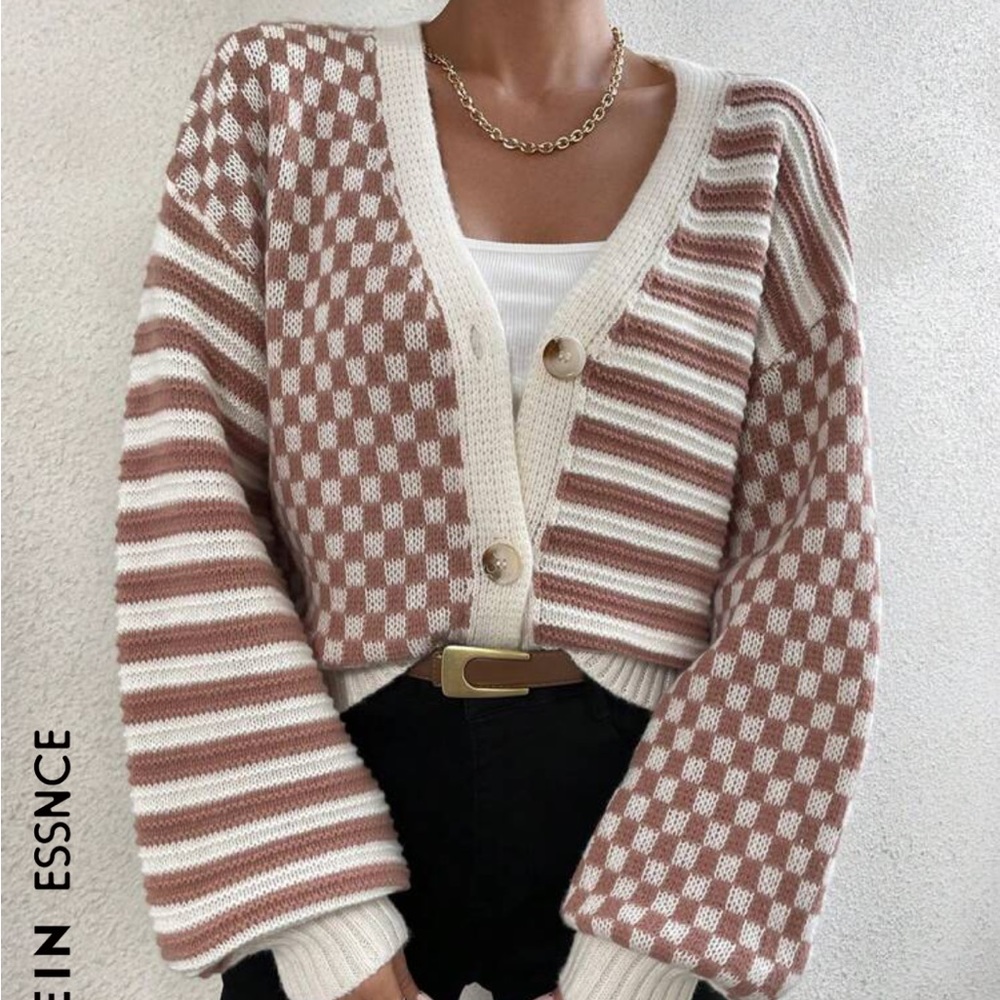 Tan and cream cardigan size small